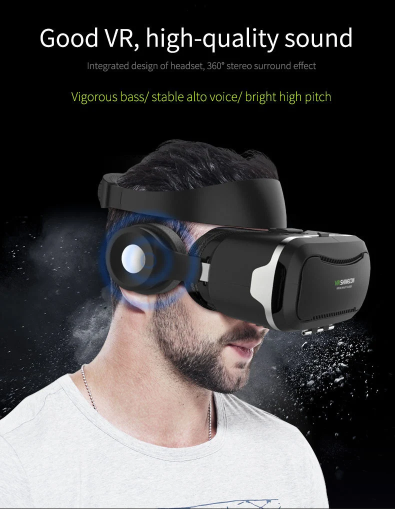 Shinecon Home Theatre 3D Vr Glasses Headset for 4.7-6.0 Inch Android Ios Smartphones Virtual Reality