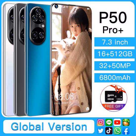 P50 PRO Face ID 5g Música Teléfono celular 6.7 pulgadas WiFi Smartphone
